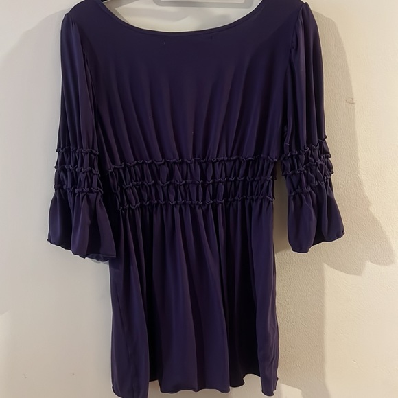 Max Studio Petite LP shirt purple; ruched sleeves & chest - Picture 3 of 5